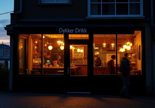 Dykker Drikk om kvelden med varm belysning.