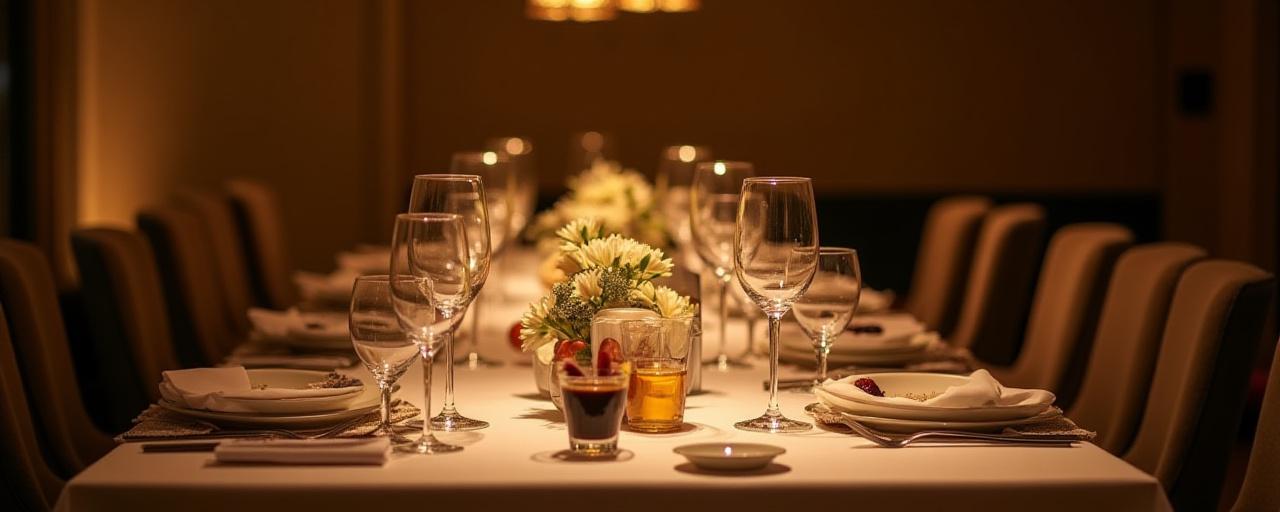 Bord dekket for et privat arrangement hos Dykker Drikk.